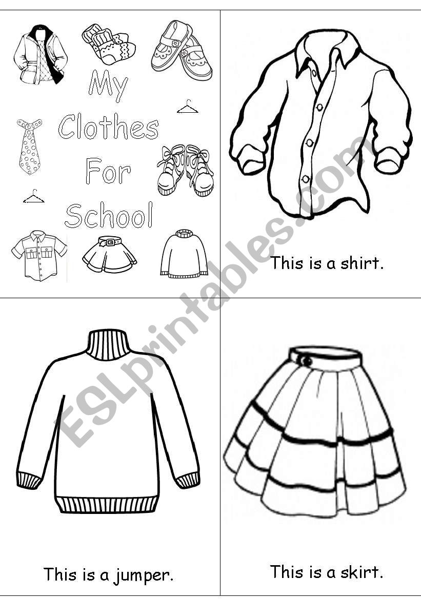 My Clothes For School Booklet worksheet