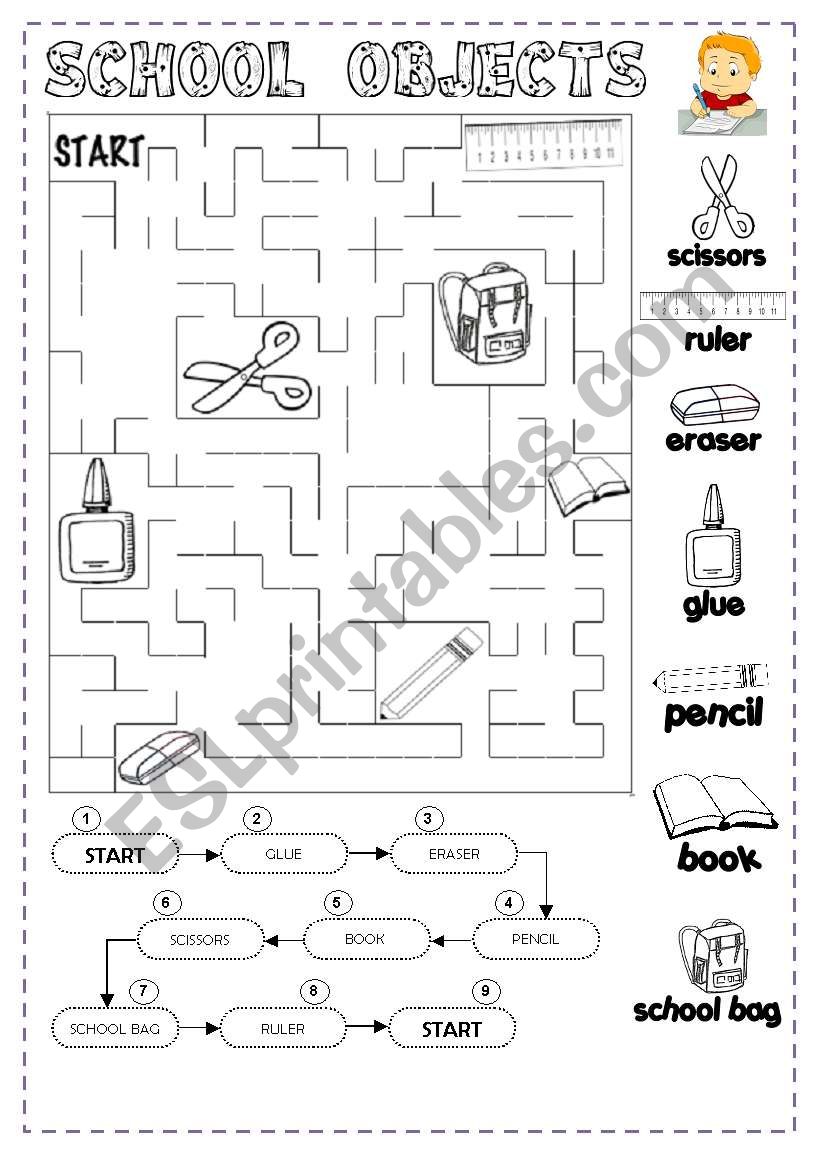 SCHOOL OBJECTS -ws- worksheet