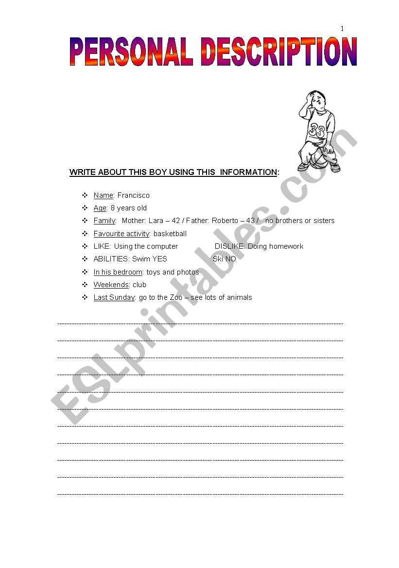 DESCRIPTION worksheet