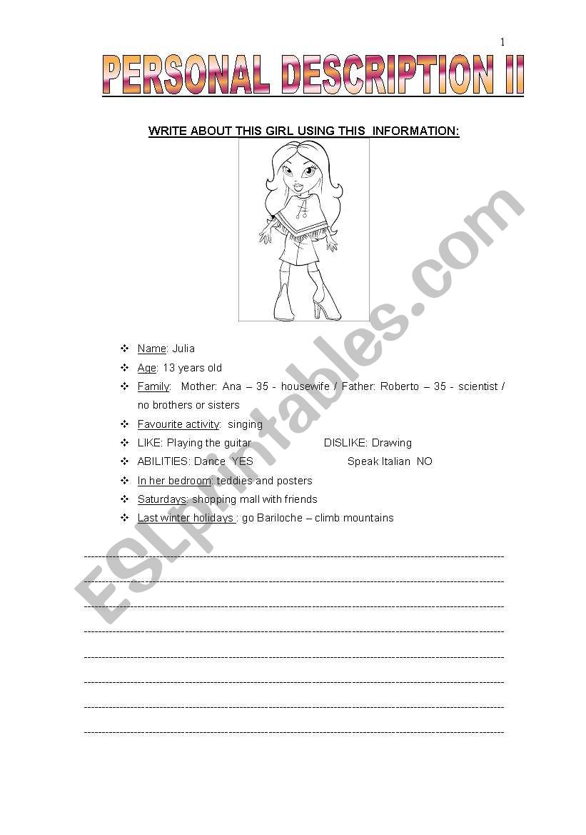 DESCRIPTION II worksheet