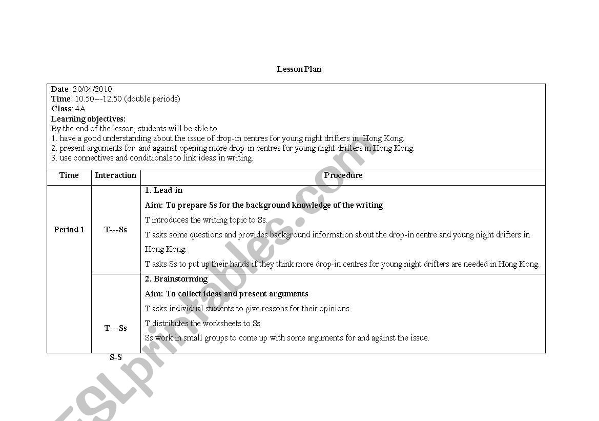 pre-writing lesson (one-sided argumentative text)