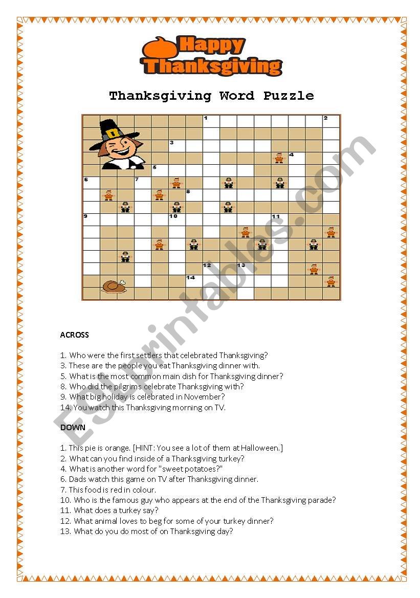 Thanksgiving worksheet