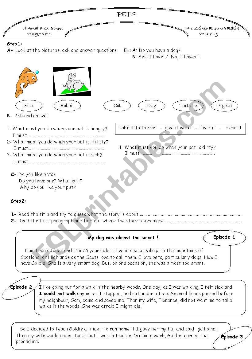 PETS worksheet