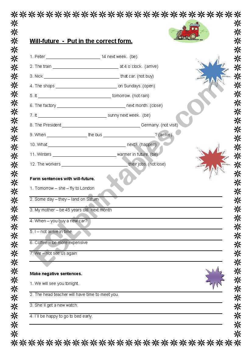 will-future worksheet