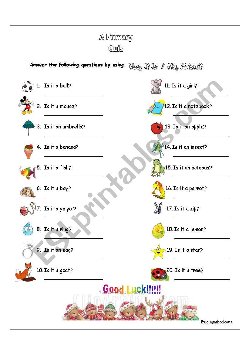 Yes, it is - No, it isnÂ´t worksheet