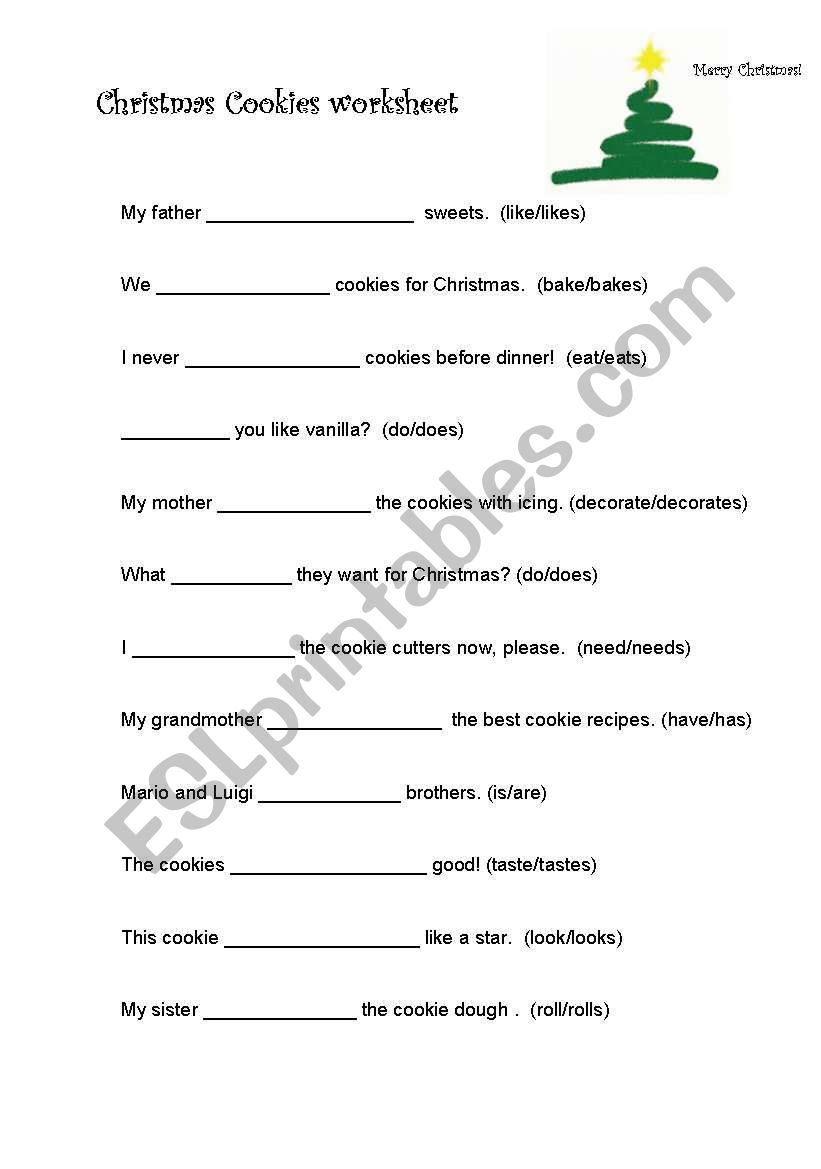 Sugar Cookies Worksheet worksheet