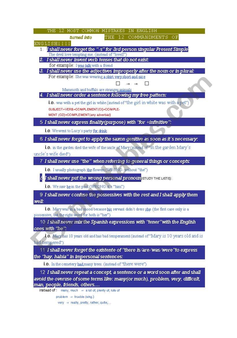 The 12 most common mistakes in English