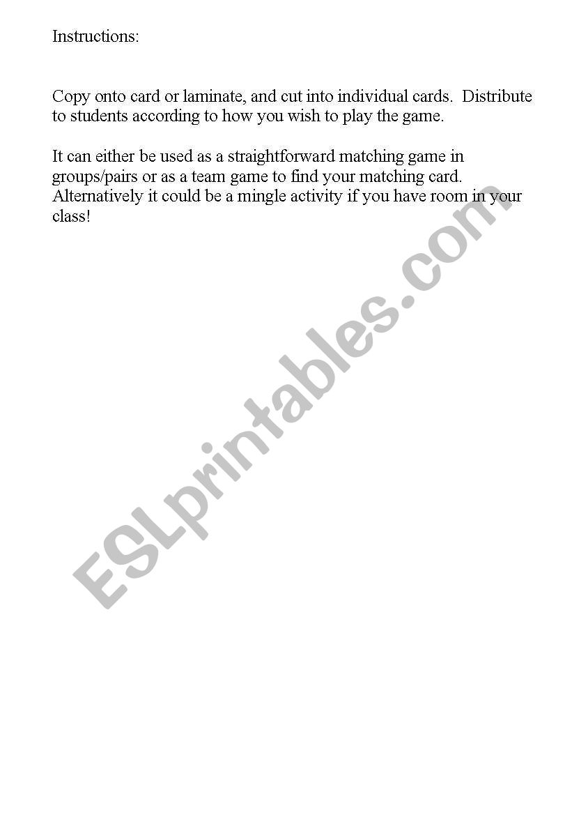 Opposites matching game - ESL worksheet by Nicola5052