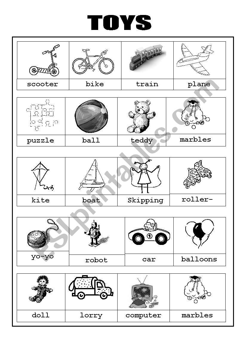 Toys:Picture dictionary worksheet