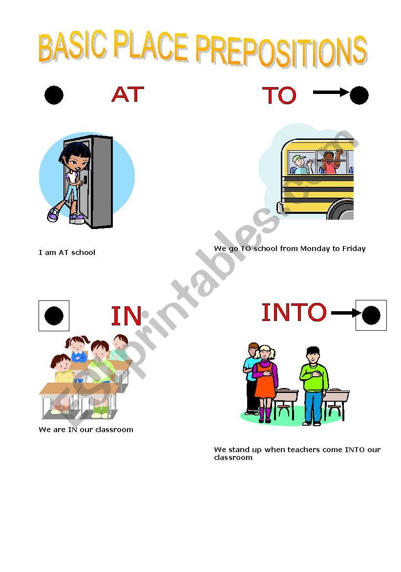 BASIC PLACE PREPOSITIONS worksheet