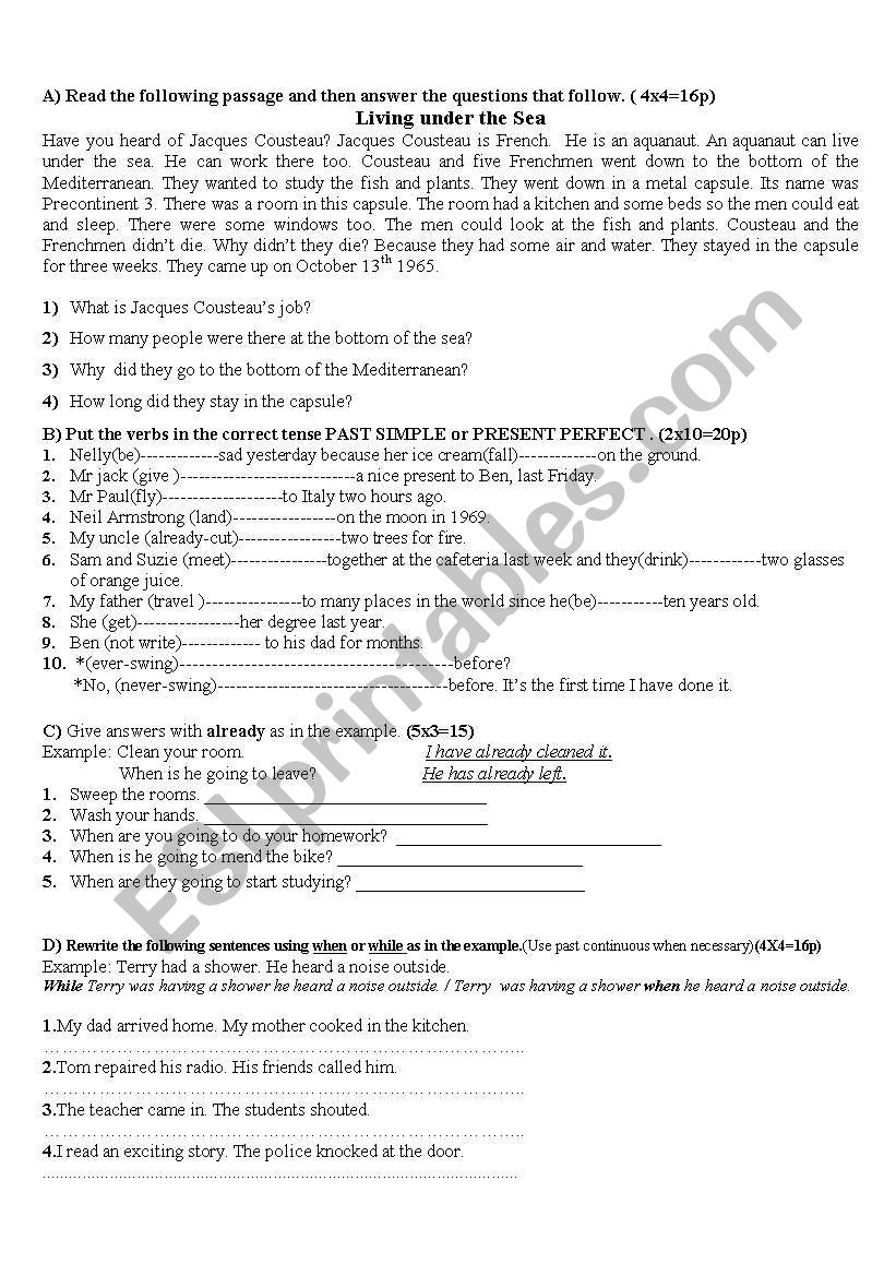 A Comprehensive Elementary Examination Paper For Grade 9