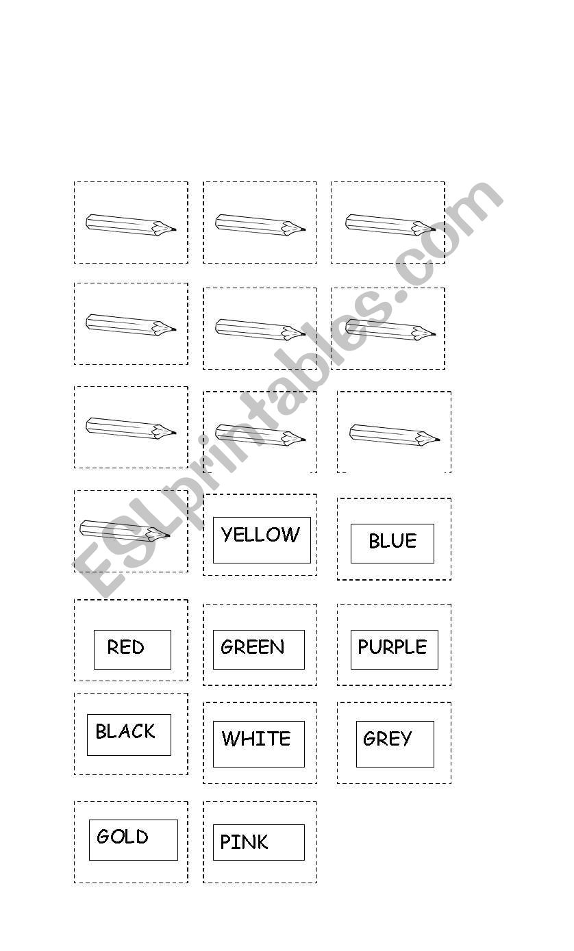 MEMMORY COLORS CARDS worksheet