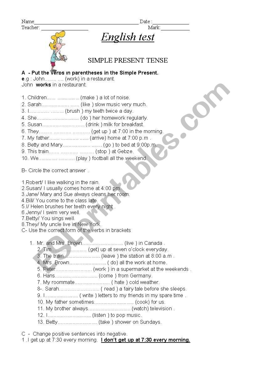 Simple present  worksheet