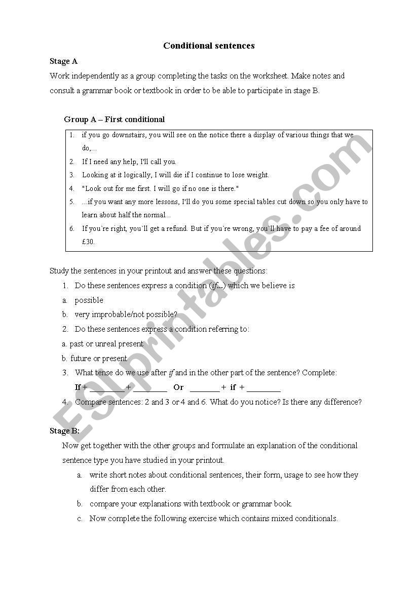 Conditional sentences (1st and 2nd type)