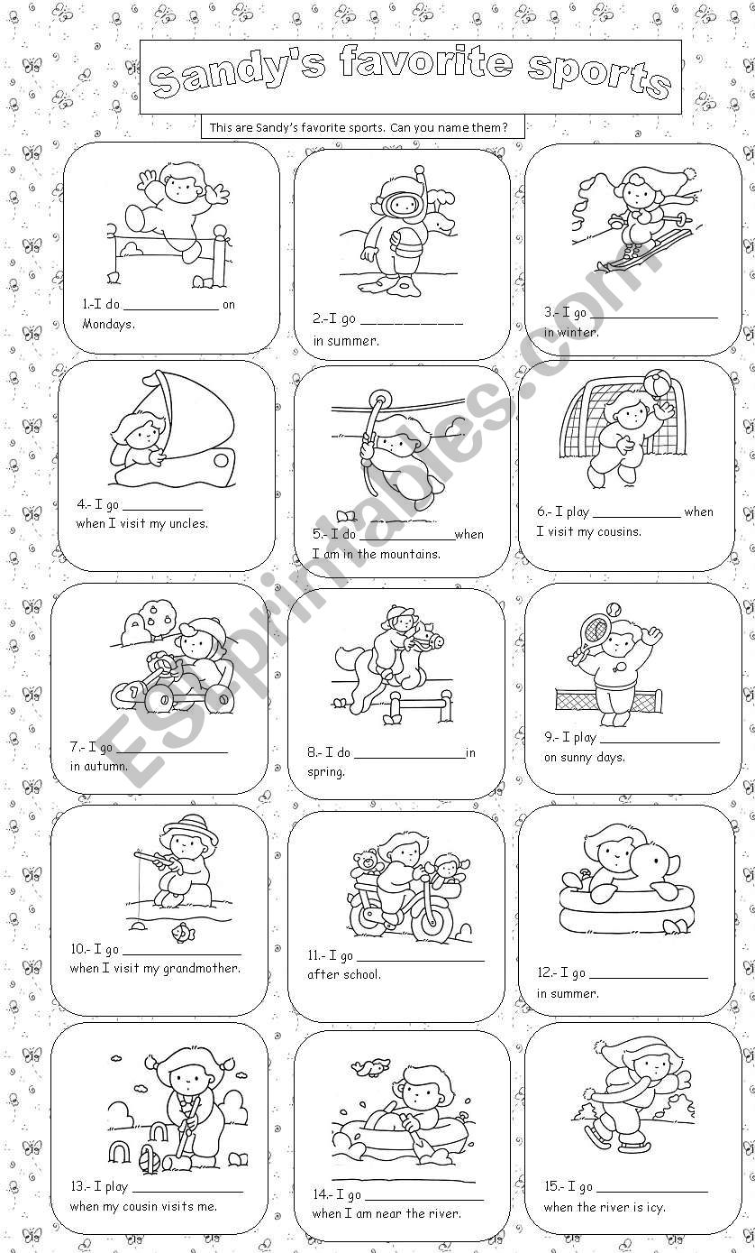 Sandy´s favorite sports - ESL worksheet by claudiafer