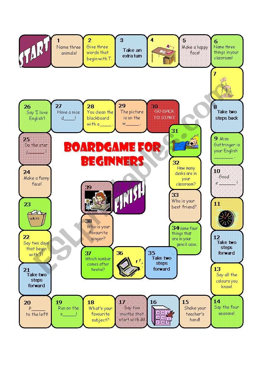 BOARDGAME for beginners worksheet