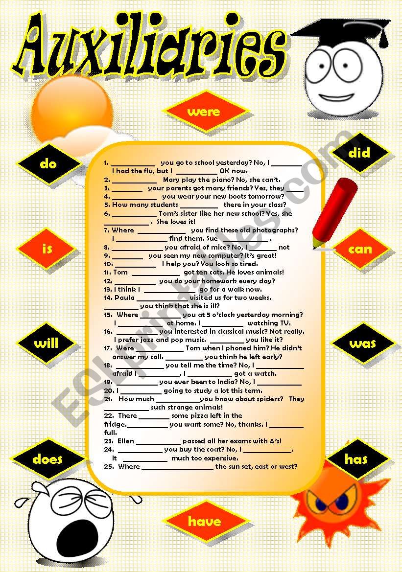 AUXILIARY VERBS: PRACTICE worksheet