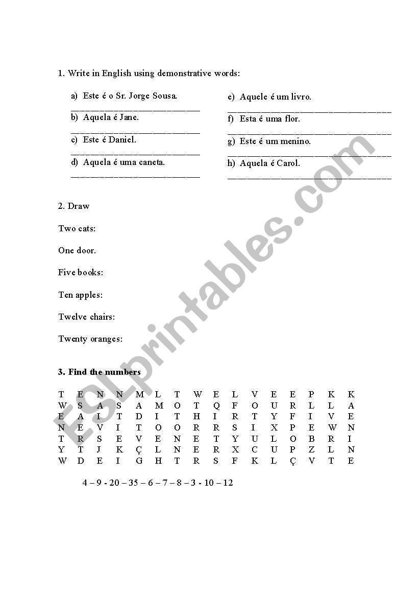 numbers and to be worksheet