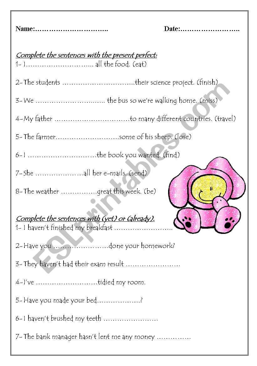 Present Perfect worksheet