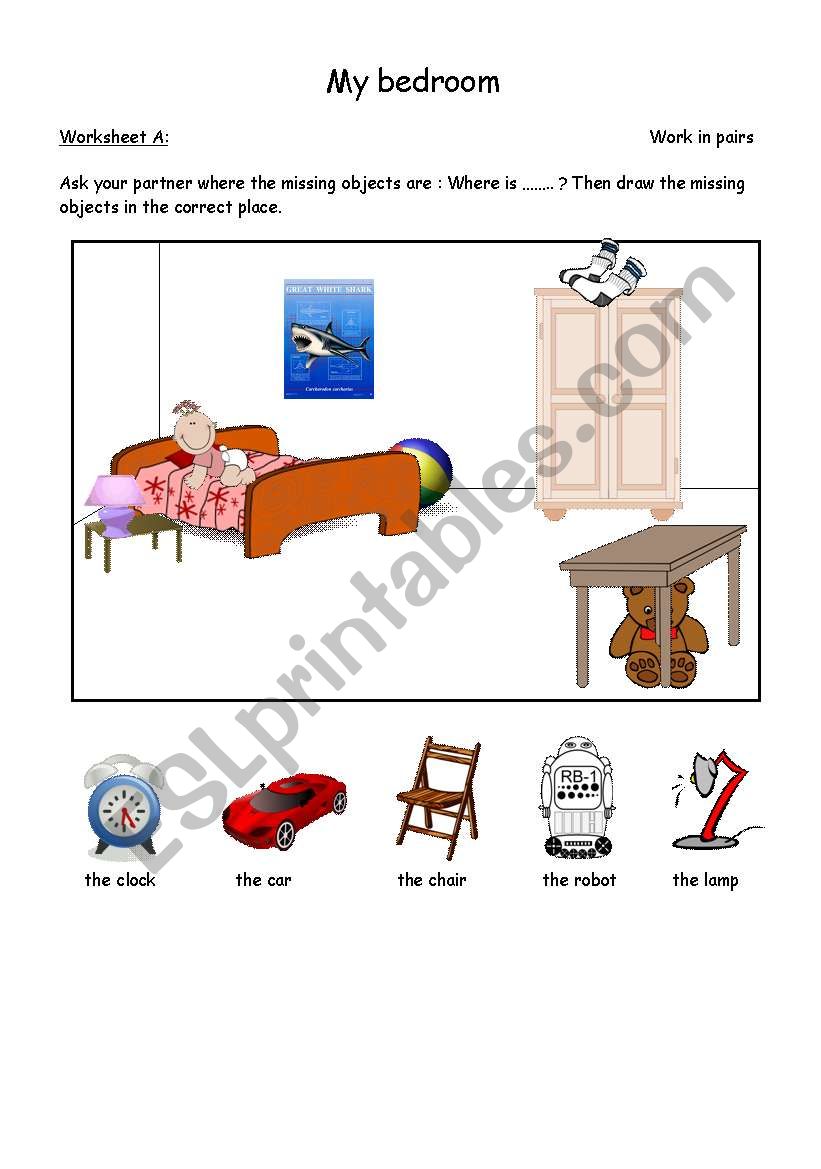 My bedroom - Prepositions of place