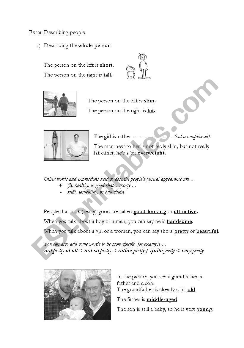 Adjectives describing people worksheet