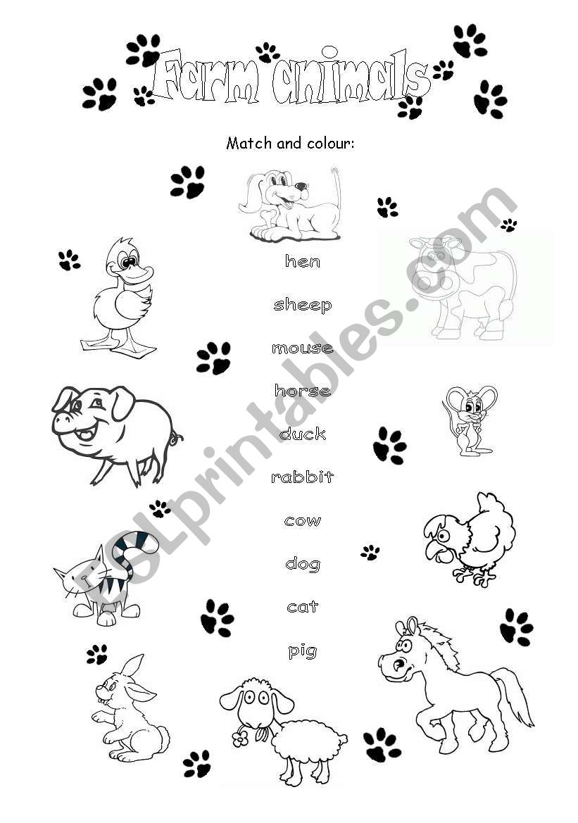 Farm animals worksheet