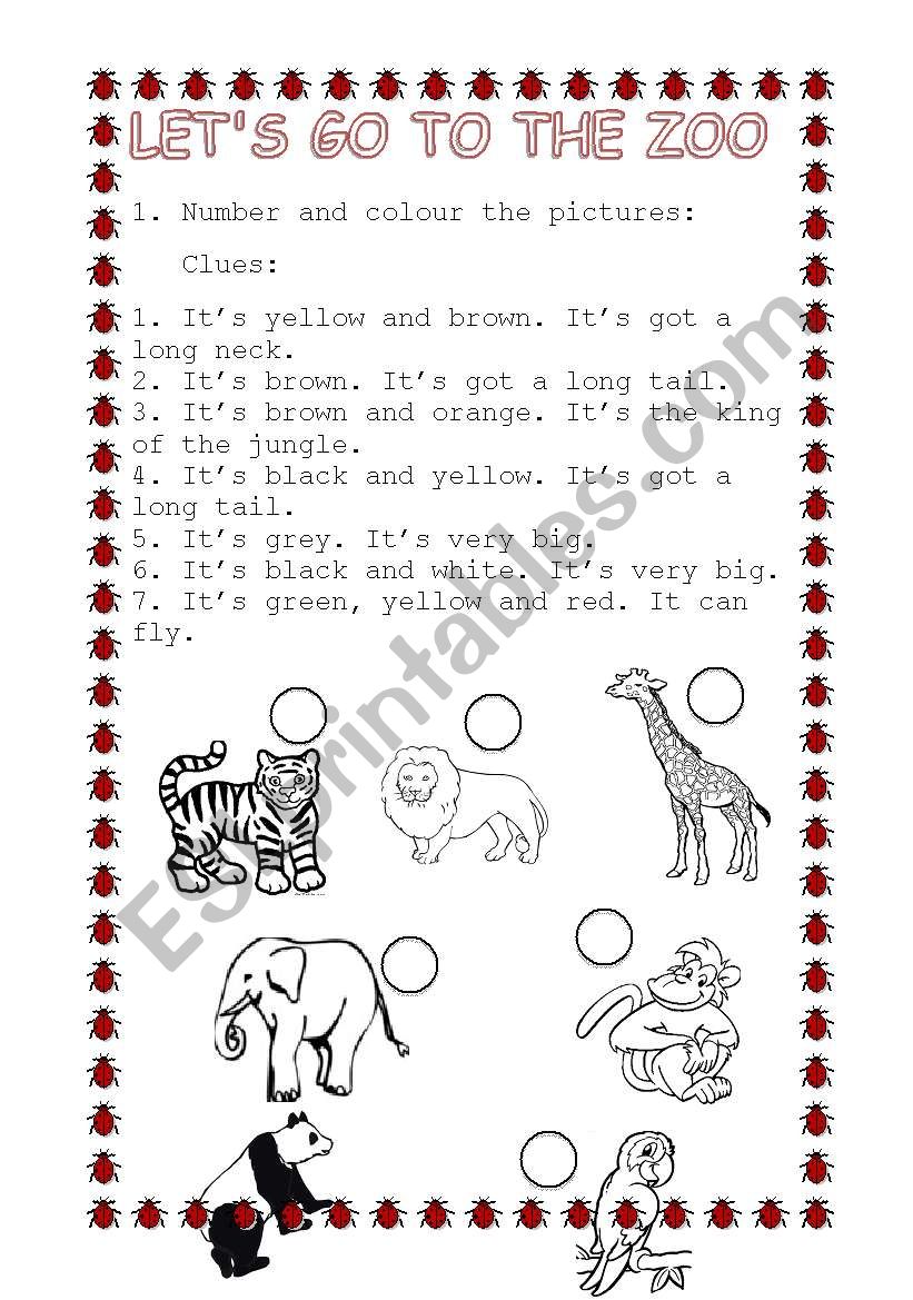 ANIMALS AT THE ZOO worksheet