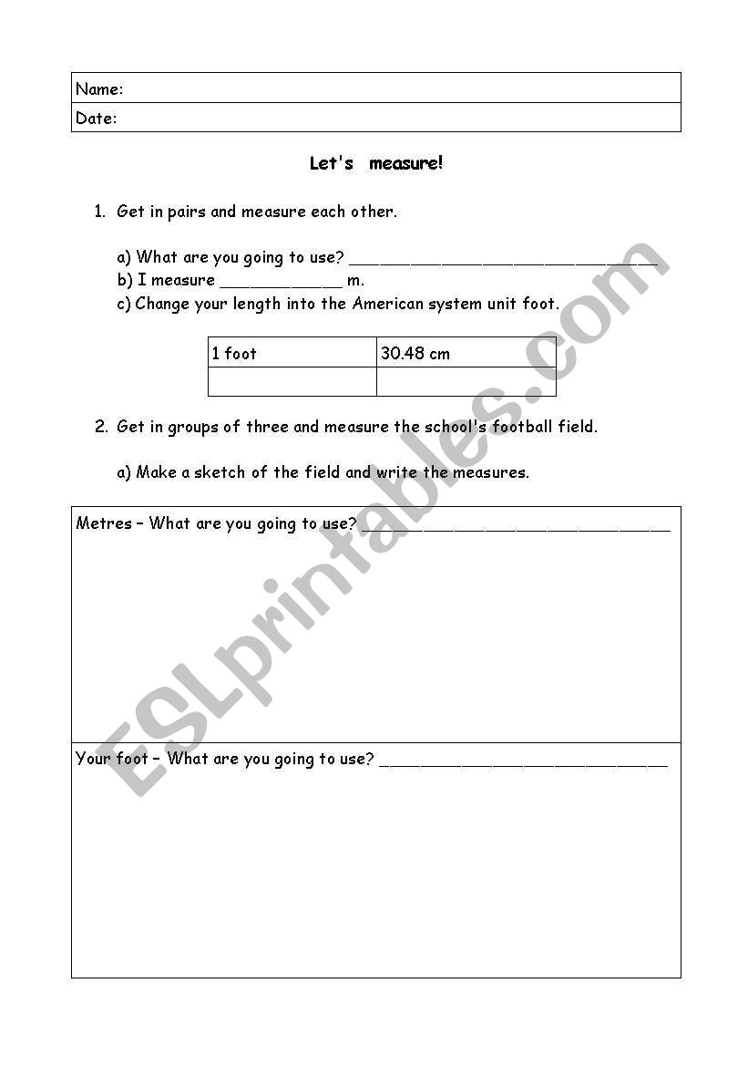 Measure worksheet