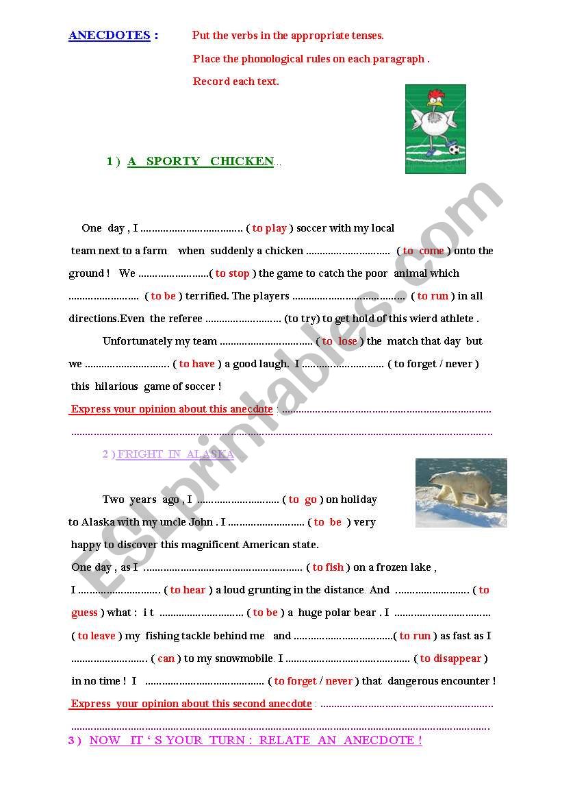 ANECDOTES worksheet