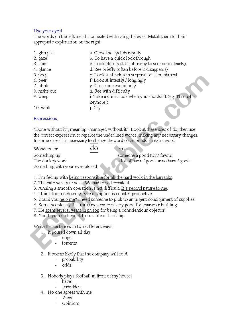 Colloquial responses worksheet