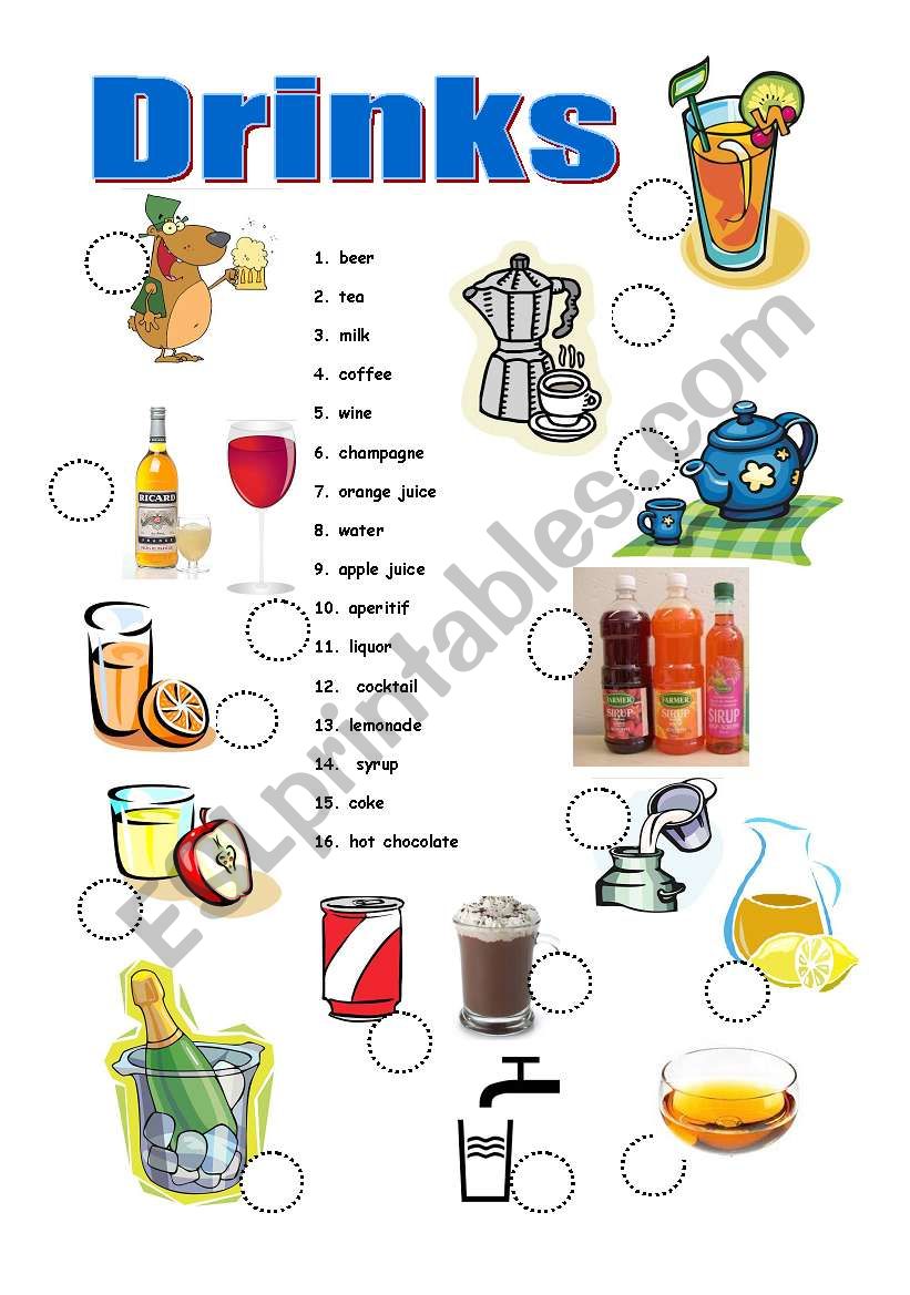 Drinks worksheet