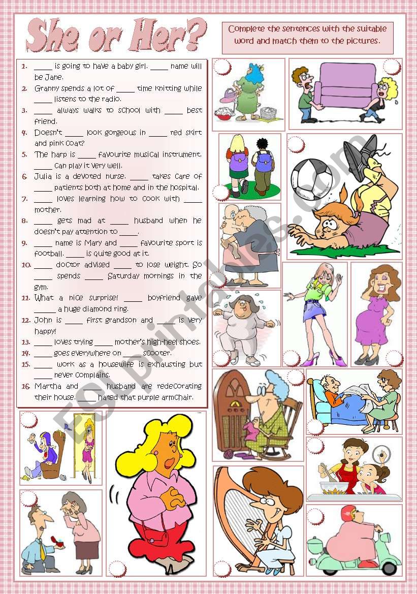 SHE or HER? worksheet