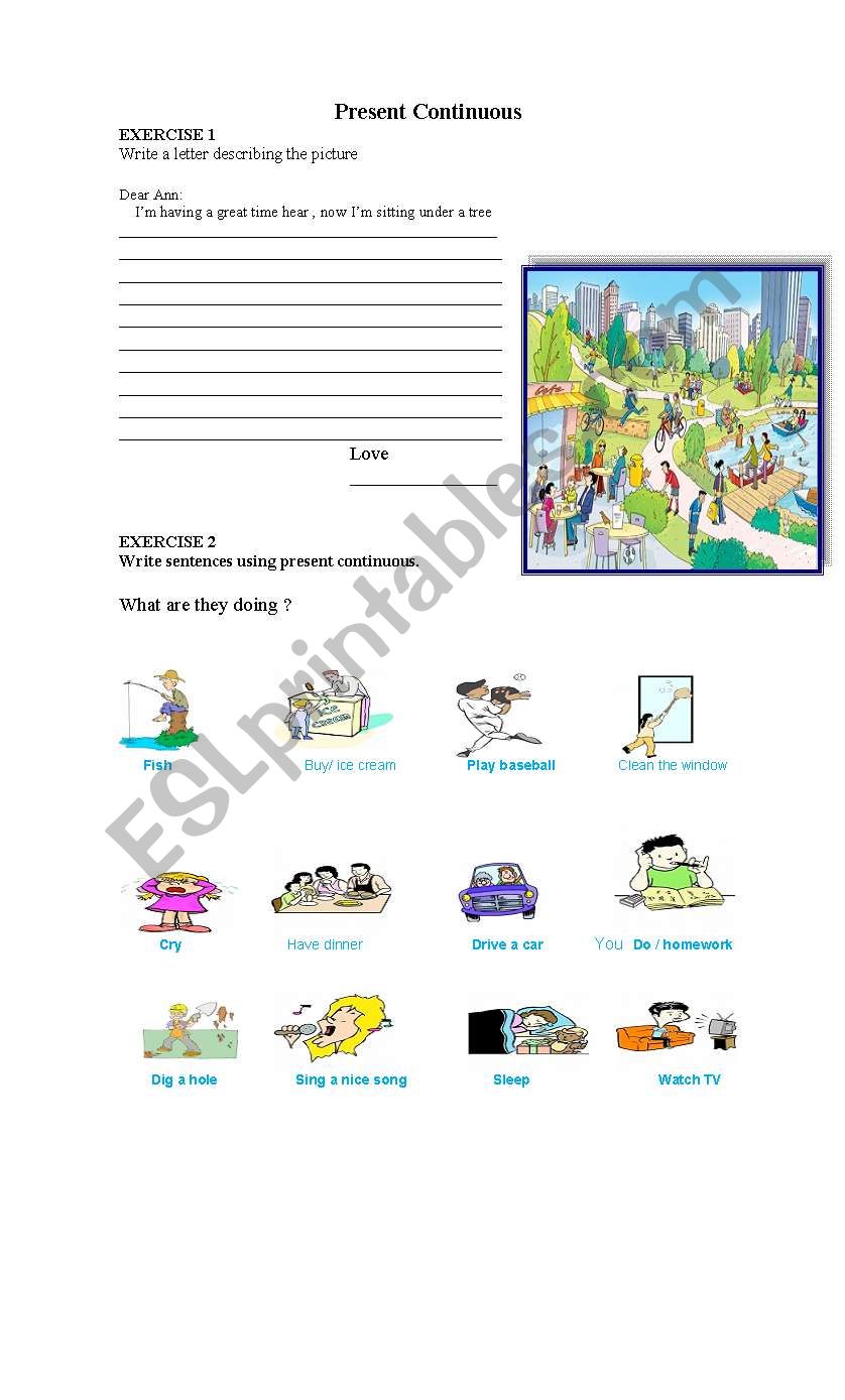 Present continuous worksheet