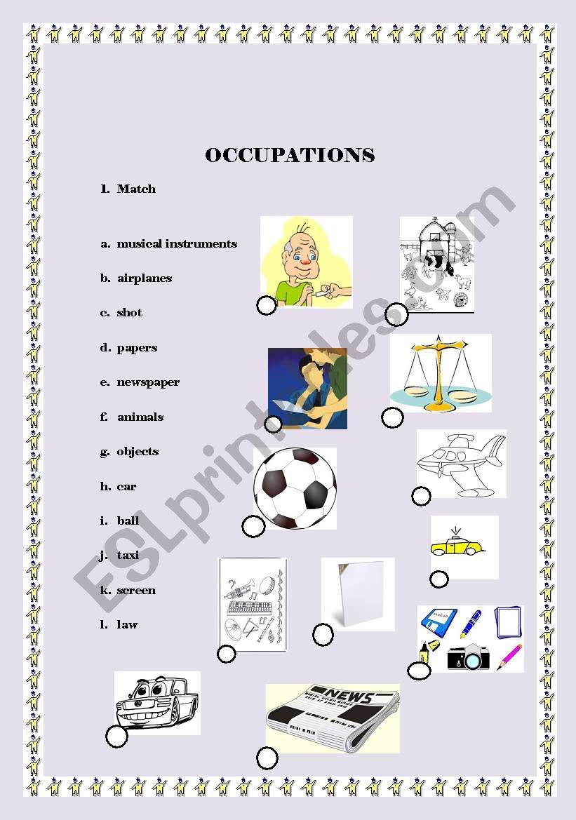 Occupations worksheet