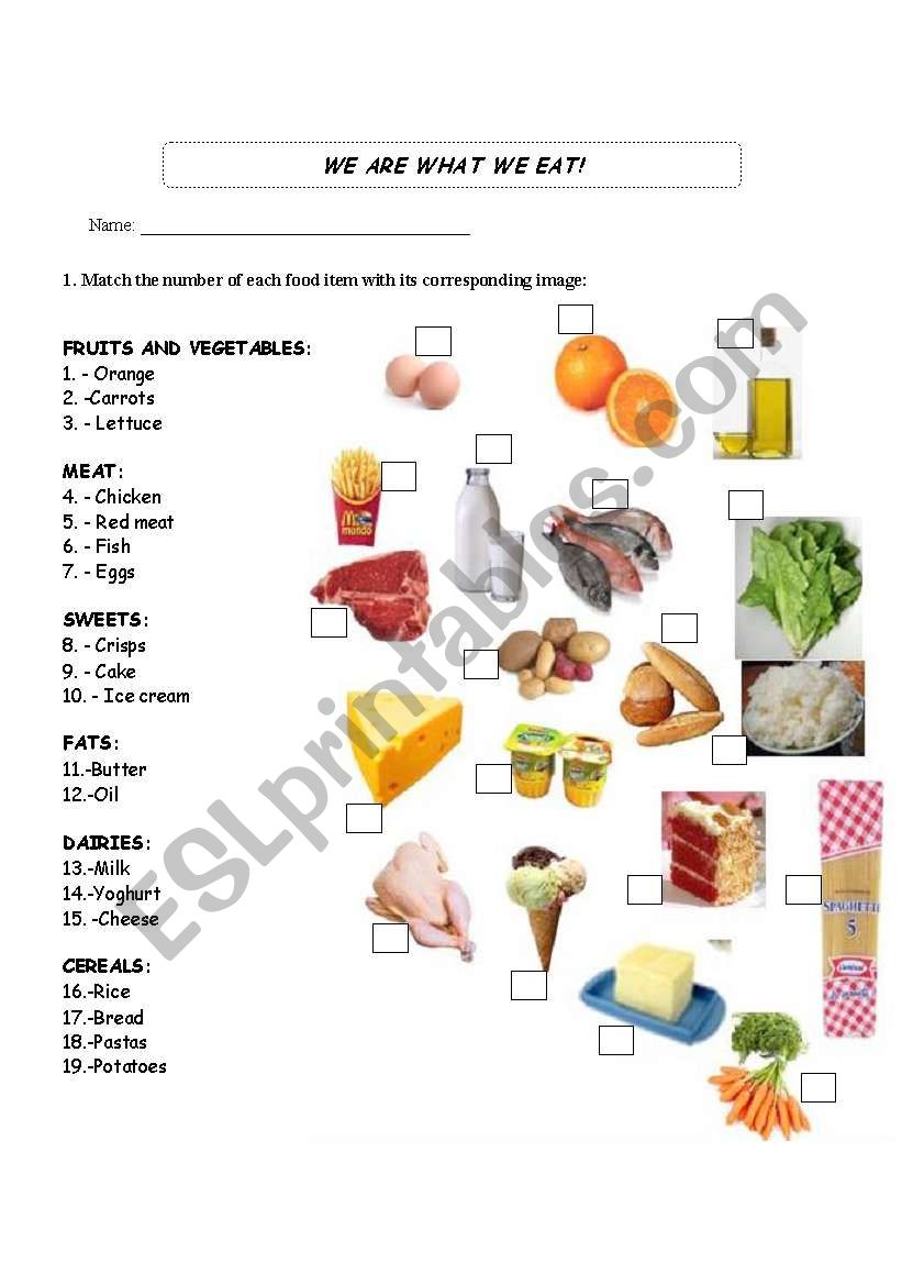 Food worksheet