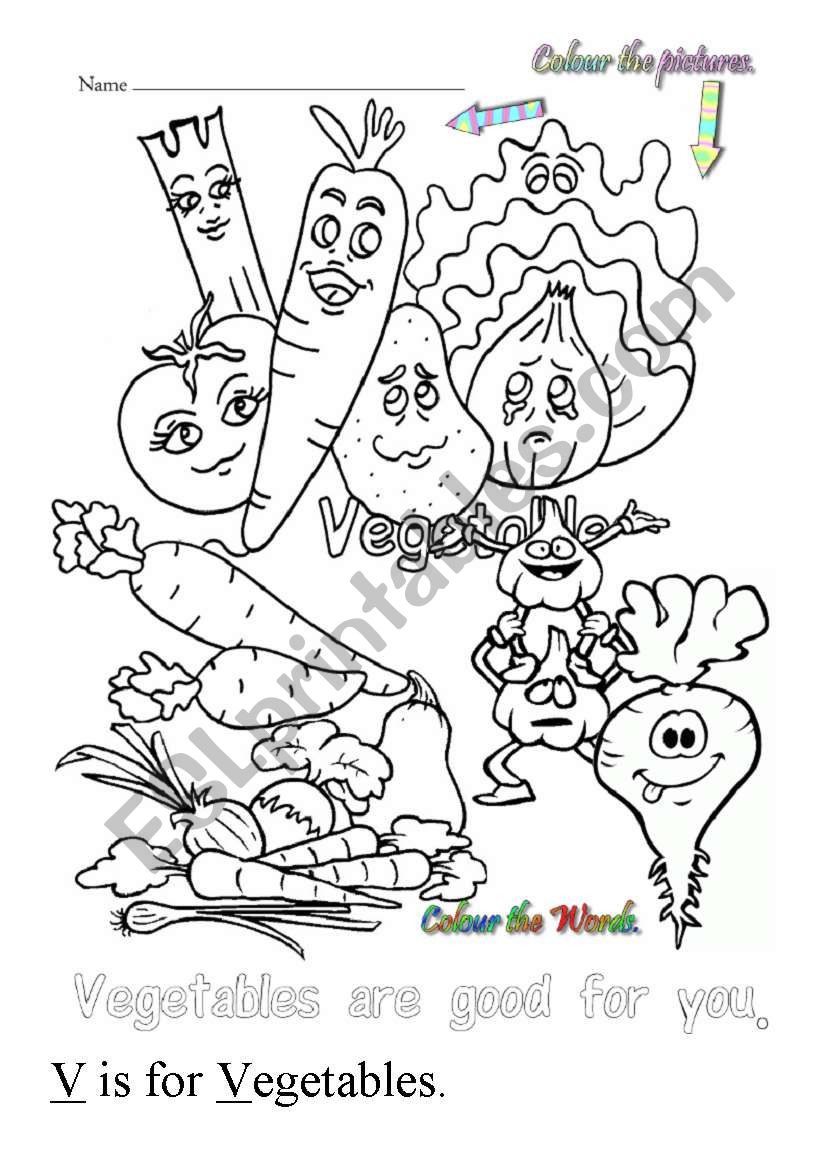 V is for vegetable worksheet