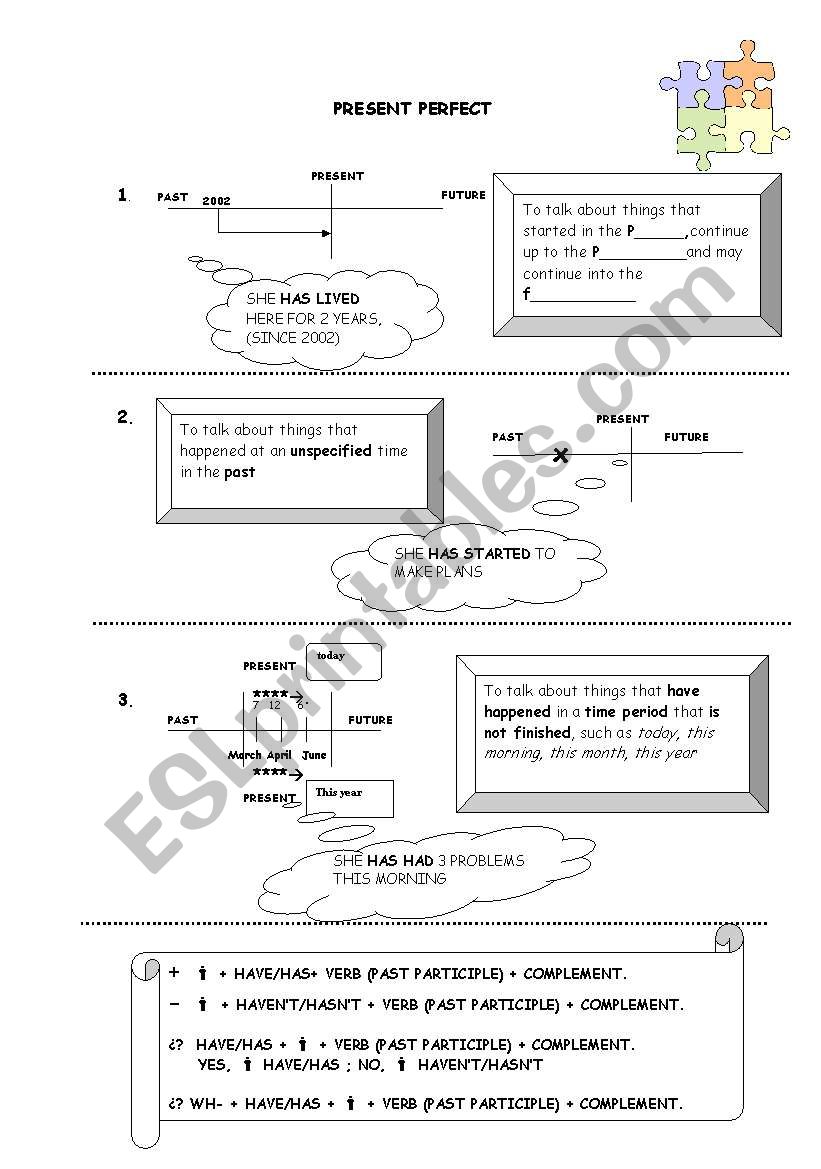 PRESENT PERFECT HANDOUT worksheet