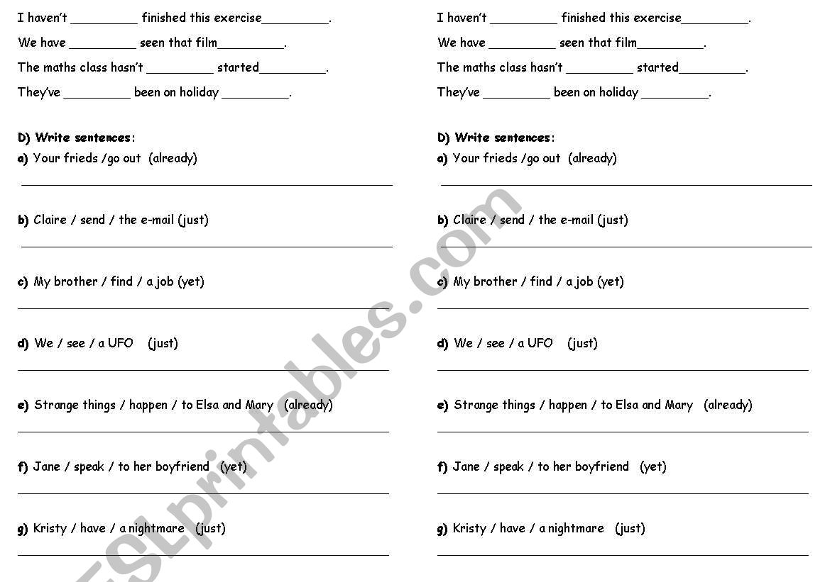 Present Perfect  2/2 worksheet