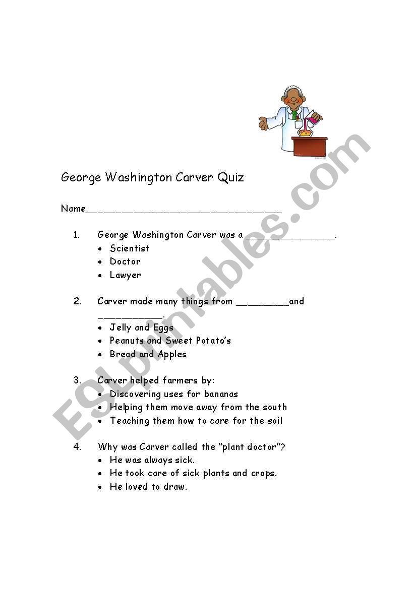 George Washington Carver worksheet