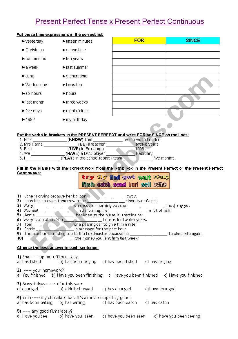 Present Perfect Tense x Present Perfect Continuous