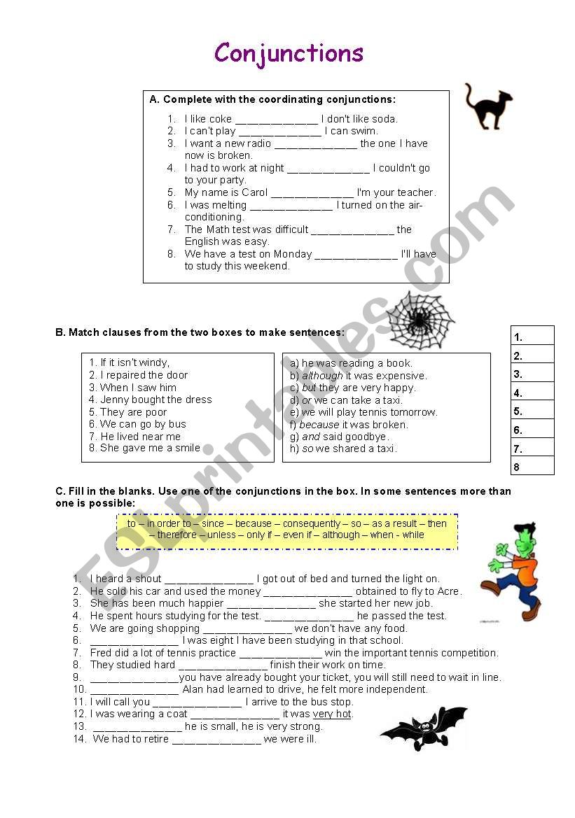 Conjunctions worksheet