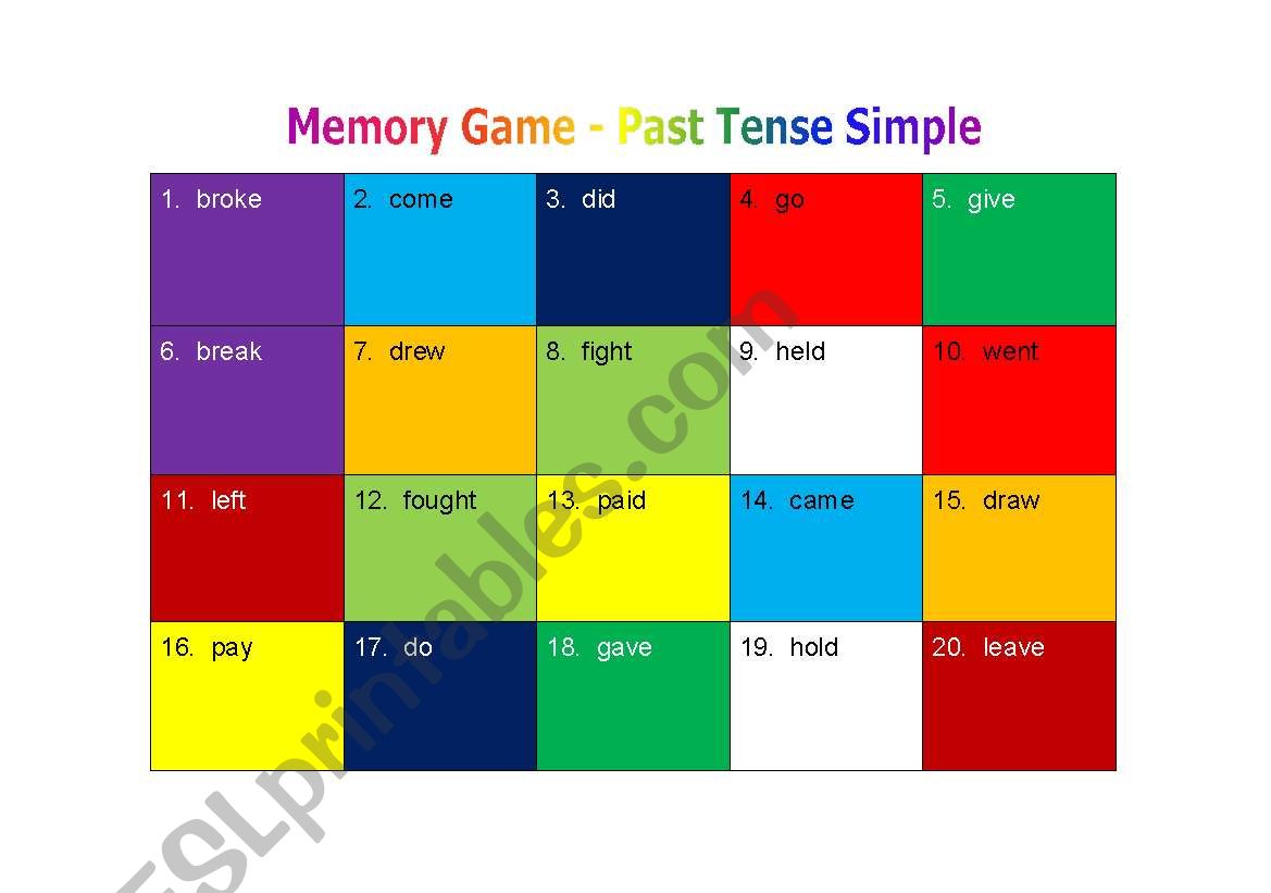 Memory Game - Past Tense Simple