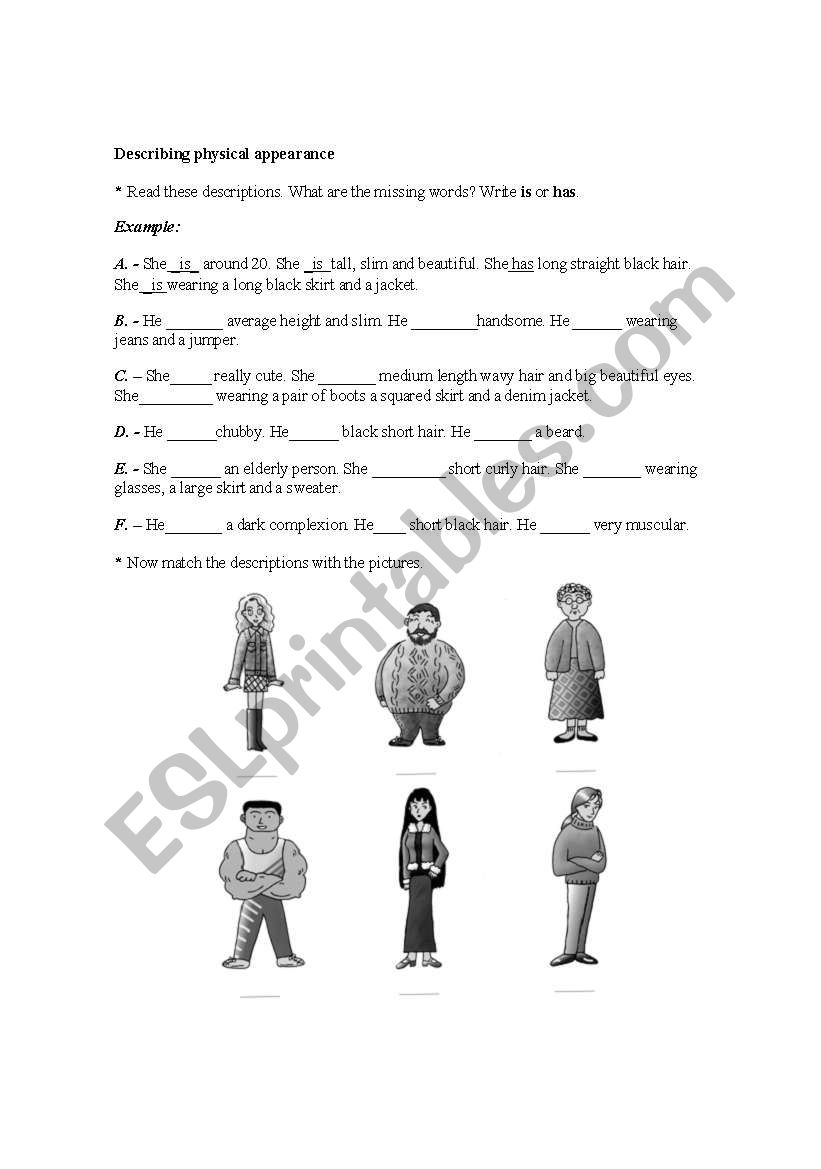 making descriptions worksheet