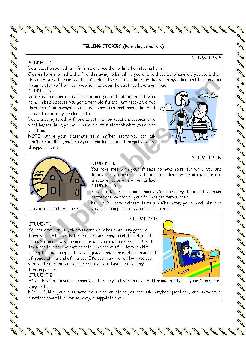 Roleplay situations worksheet