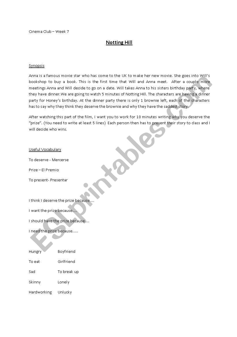 Nottinghill worksheet