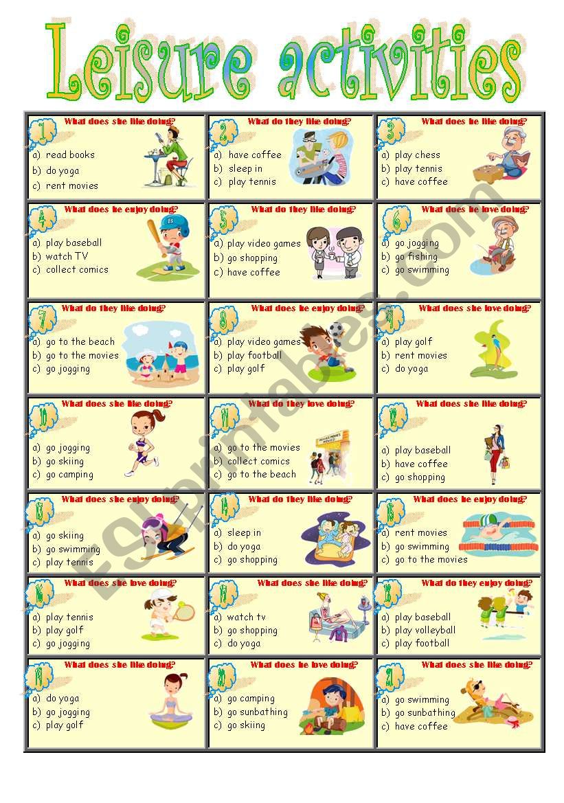 Leisure Activities worksheet