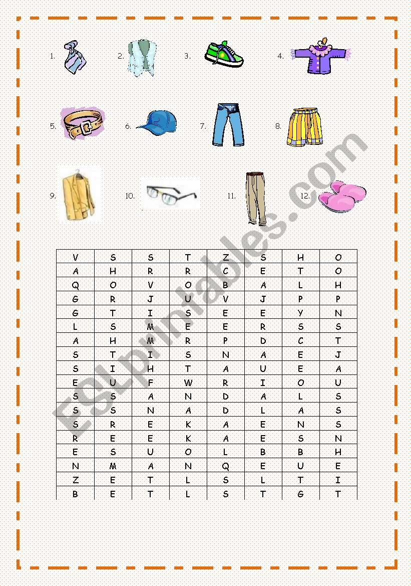 clothes worksheet