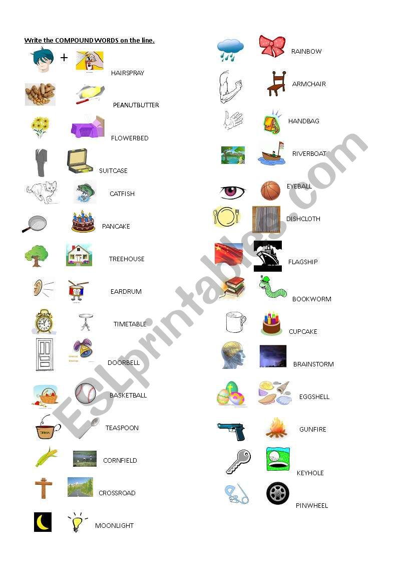 compound words game worksheet