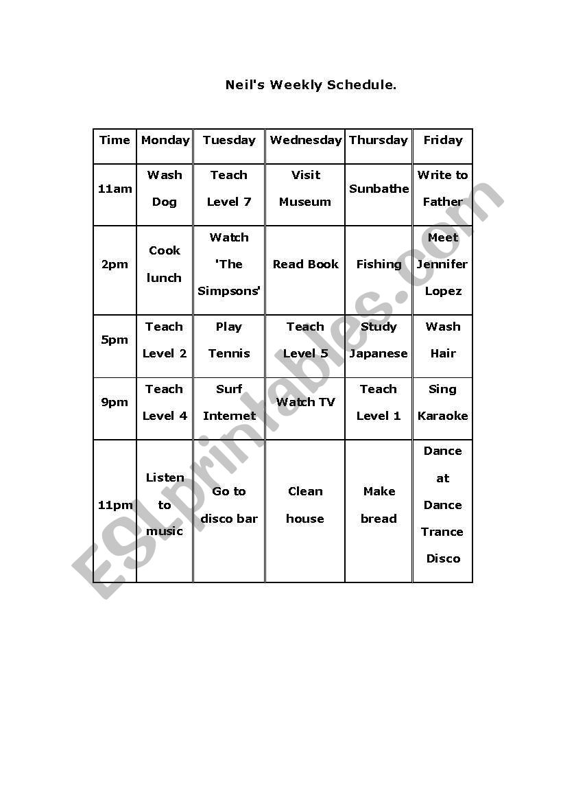 Personal Information worksheet