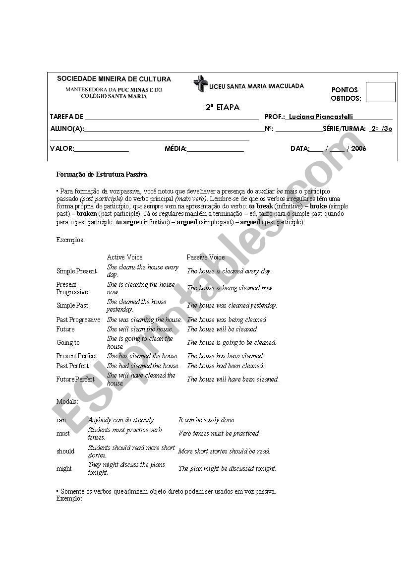 Passive voice worksheet